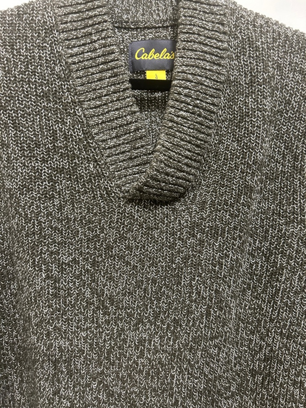 Cabela's Men's Heathered Tan / Olive  V-Neck Sweater- copy